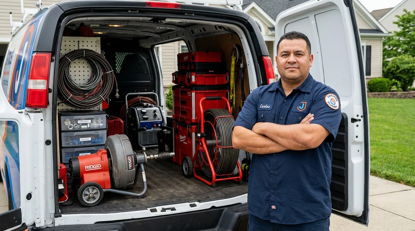 Professional drain cleaning equipment and Johns Plumbing LLC plumber in Conyngham