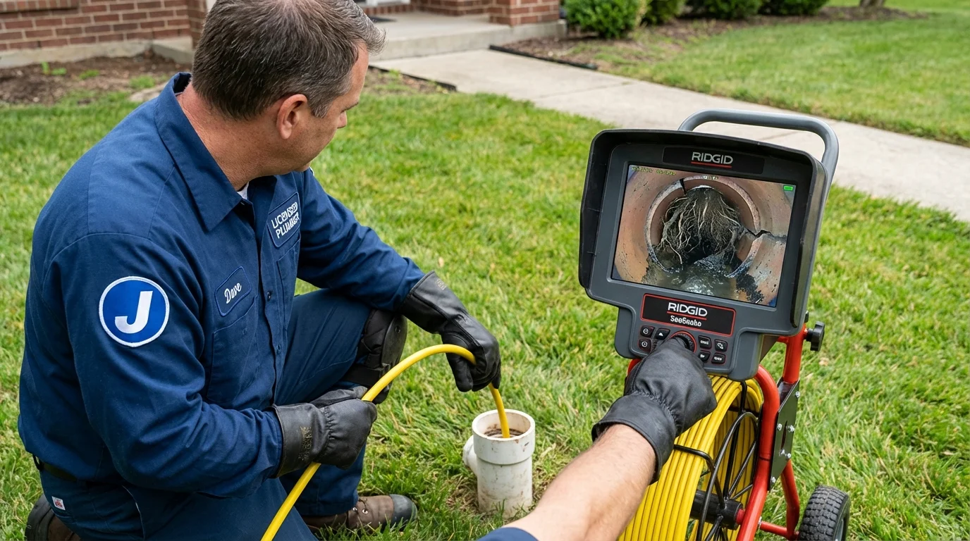 Sewer camera inspection being performed by Johns Plumbing LLC in Conyngham